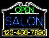 Salon Open with Phone Number Animated LED Sign 24" Tall x 31" Wide x 1" Deep