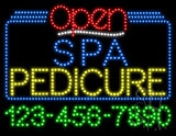 Spa Pedicure Open with Phone Number Animated LED Sign 24" Tall x 31" Wide x 1" Deep
