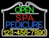 Spa Pedicure Open with Phone Number Animated LED Sign 24" Tall x 31" Wide x 1" Deep