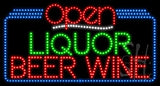 Liquor Beer Wine Open Animated LED Sign 20" Tall x 37" Wide x 1" Deep
