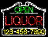 Liquor Open with Phone Number Animated LED Sign 24" Tall x 31" Wide x 1" Deep