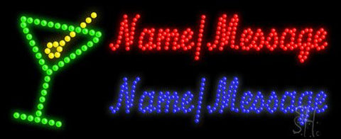 Custom Green Martini Glass Led Sign 11