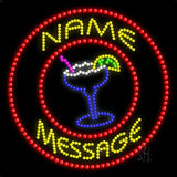 Custom Margarita Glass Red Circle Led Sign 20" Tall x 20" Wide x 1" Deep