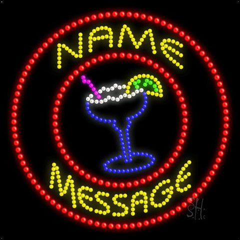 Custom Margarita Glass Red Circle Led Sign 20