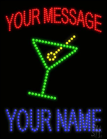 Custom Martini Glass Logo Led Sign 20