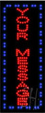Custom Vertical Blue Border Animated Led Sign 27" Tall x 11" Wide x 1" Deep