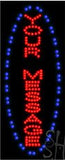 Custom Vertical Blue Animated Oval Led Sign 27" Tall x 11" Wide x 1" Deep