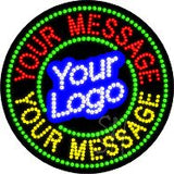 Custom Logo Green Circle Animated Led Sign 26" Tall x 26" Wide x 1" Deep