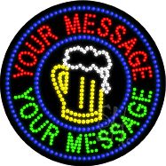 Custom Beer Mug Blue Circl Animatede Led Sign 26