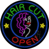 Hair Cut Open Animated Led Sign 26" Tall x 26" Wide x 1" Deep