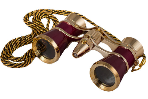 Levenhuk Broadway 325F Opera Glasses (red, with LED light and chain)