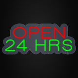 Open 24 Hrs Contoured Clear Backing Neon Sign 10" Tall x 24" Wide x 1" Deep