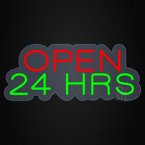 Open 24 Hrs Contoured Clear Backing Neon Sign 10