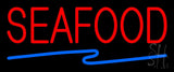 Red Seafood with Blue Line Neon Sign 10" Tall x 24" Wide x 3" Deep
