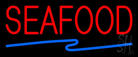 Red Seafood with Blue Line Neon Sign 10