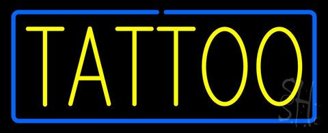 Yellow Tattoo Blue Border Neon Sign 13