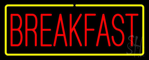 Red Breakfast with Yellow Border Neon Sign 13