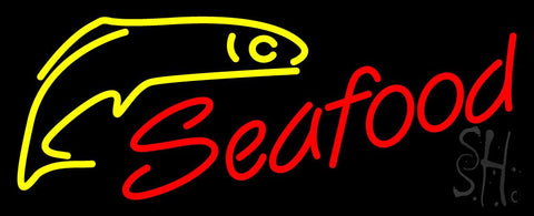 Red Seafood Yellow Logo Neon Sign 13