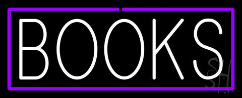 White Books Purple Border Neon Sign 13