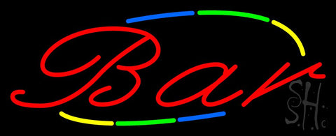 Multi Colored Cursive Bar Neon Sign 13