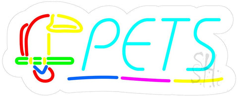 Pets With Logo Contoured Clear Backing Neon Sign 13