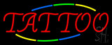 Vertical Yellow Tattoo with Blue Border Neon Sign 13" Tall x 32" Wide x 3" Deep