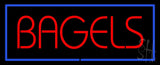 Red Bagels with Blue Border Neon Sign 13" Tall x 32" Wide x 3" Deep