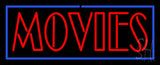 Red Movies with Blue Border Neon Sign 13" Tall x 32" Wide x 3" Deep