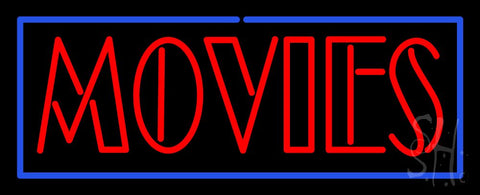 Red Movies with Blue Border Neon Sign 13