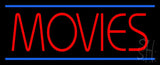 Red Movies Blue Lines Neon Sign 13" Tall x 32" Wide x 3" Deep