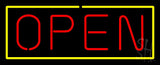 Open - Yellow Border Red Letters Neon Sign 13" Tall x 32" Wide x 3" Deep