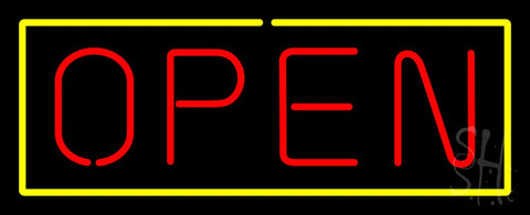 Open - Yellow Border Red Letters Neon Sign 13