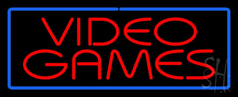 Red Video Games Blue Border Neon Sign 13