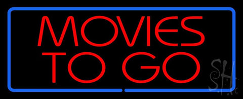 Red Movies to Go Blue Border Neon Sign 13