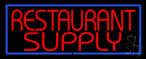 Red Restaurant Supply with Blue Border Neon Sign 13