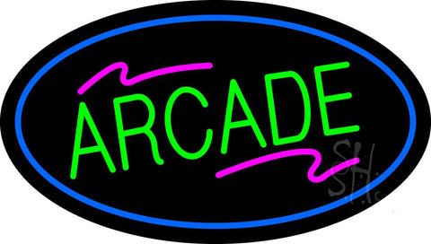 Arcade Oval Blue Neon Sign 17