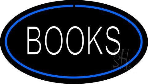 Books Oval Blue Neon Sign 17