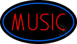 Red Music Blue Oval Neon Sign 17" Tall x 30" Wide x 3" Deep