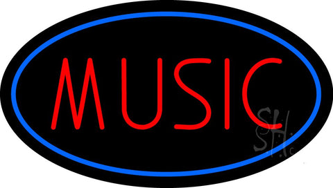 Red Music Blue Oval Neon Sign 17