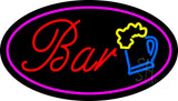 Purple Oval Bar w/Beer Mug Neon Sign 17" Tall x 30" Wide x 3" Deep