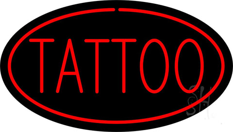 Oval Red Tattoo Red Border Animated Neon Sign 17