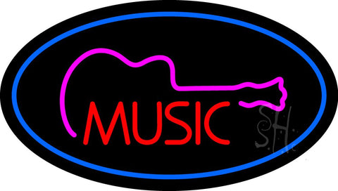 Music Oval Blue Neon Sign 17