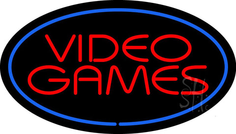 Video Games Oval Blue Neon Sign 17