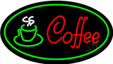 Red Coffee Logo with Green Border Neon Sign 17" Tall x 30" Wide x 3" Deep