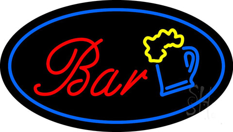 Animated Oval Border Bar w/Beer Mug Neon Sign 17
