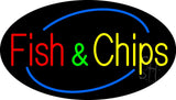 Oval Fish and Chips Animated Neon Sign 17" Tall x 30" Wide x 3" Deep