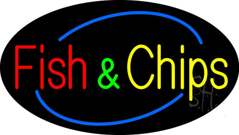 Oval Fish and Chips Animated Neon Sign 17