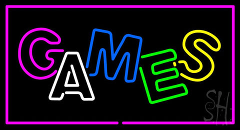Games Rectangle Purple Neon Sign 20