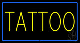 Yellow Tattoo Blue Border Neon Sign 20" Tall x 37" Wide x 3" Deep