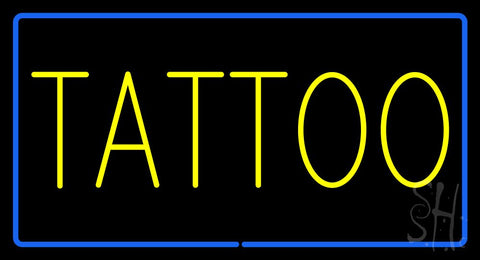 Yellow Tattoo Blue Border Neon Sign 20